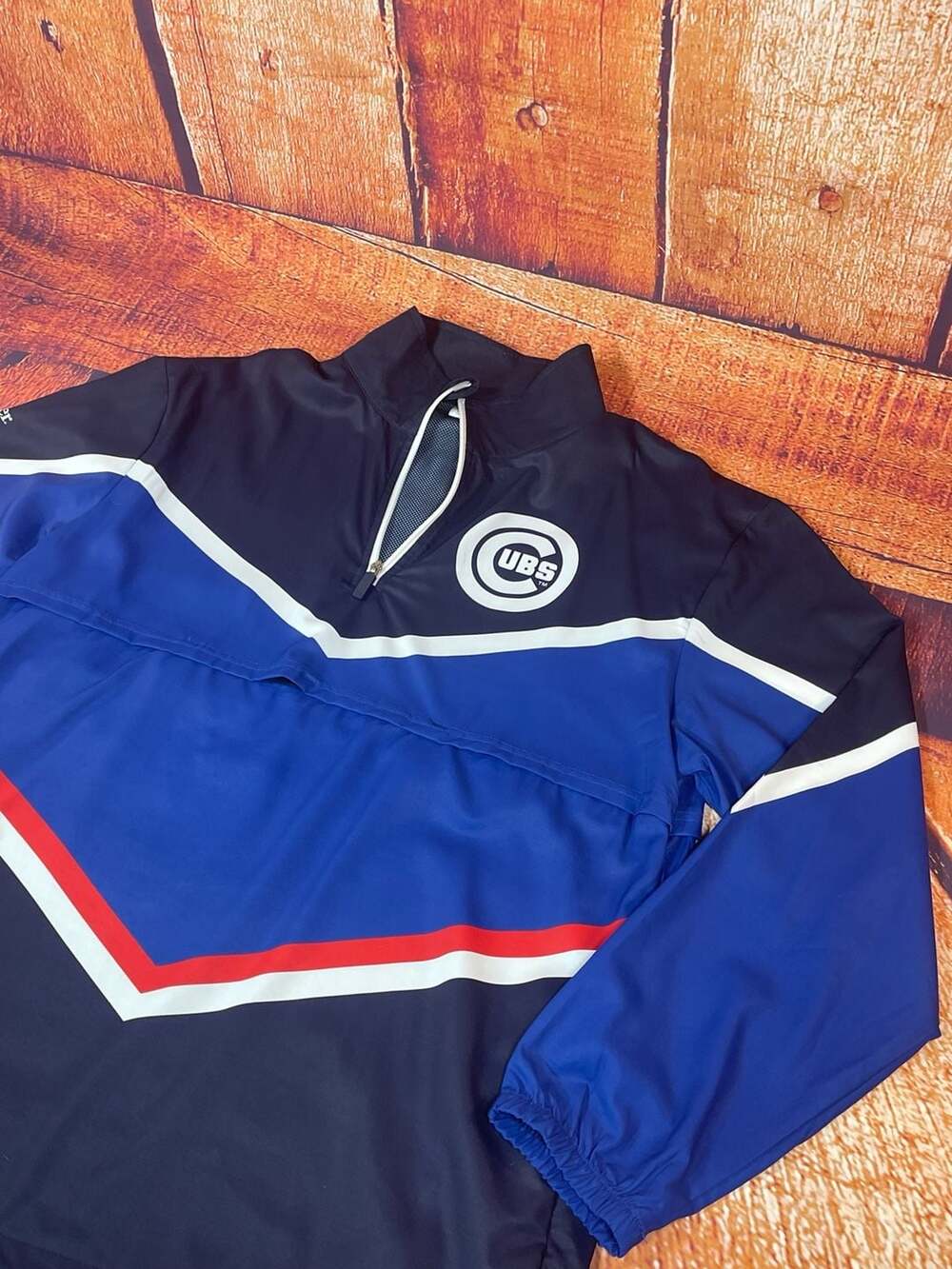 Chicago Cubs Budweiser Quarter-Zip Windbreaker Jacket Adult XL